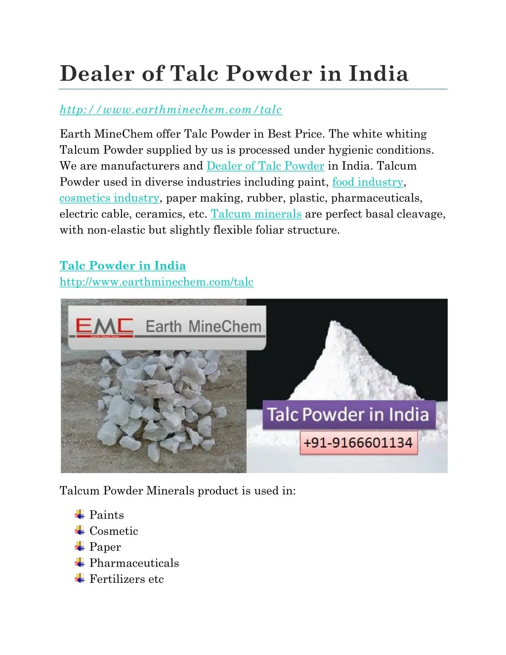 dealer of talc powder in india