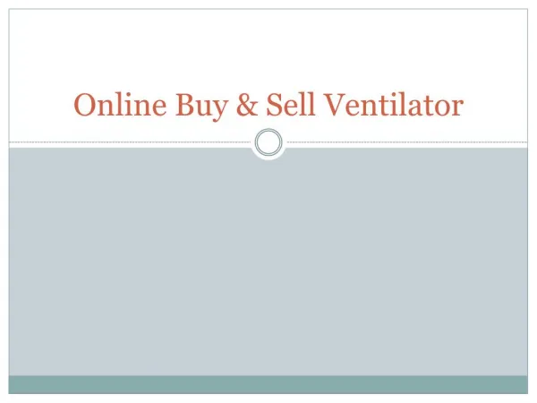 Online Buy ventilators at medicomart