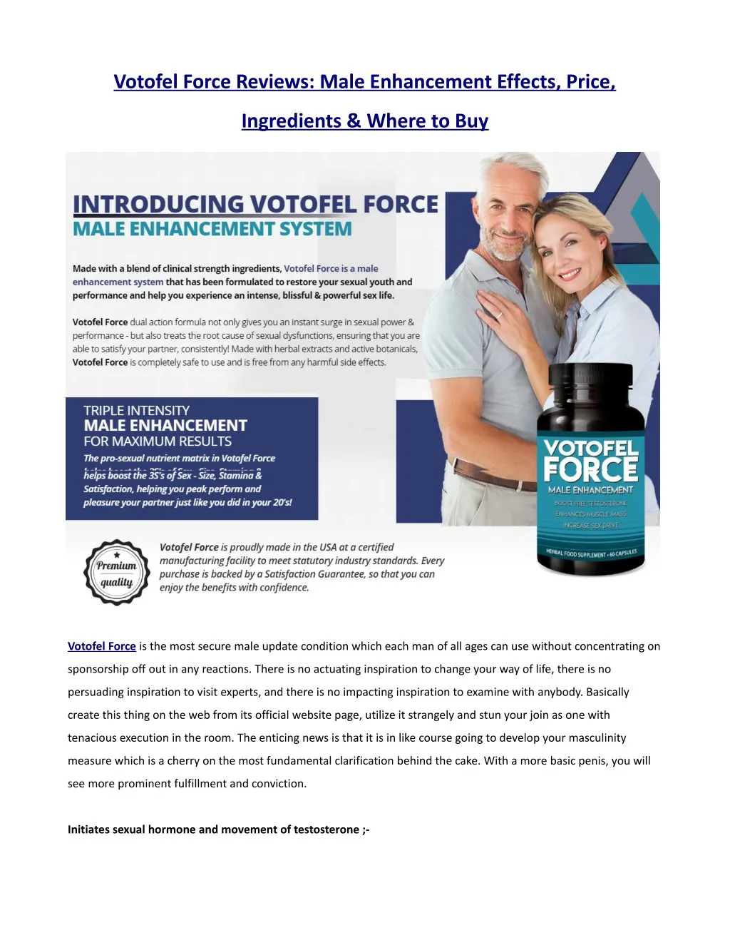 votofel force reviews male enhancement effects