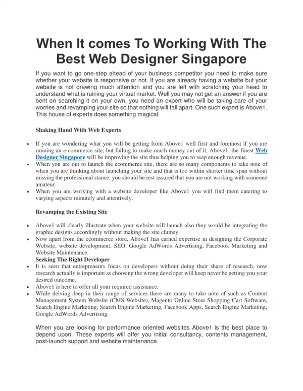When It comes To Working With The Best Web Designer Singapore