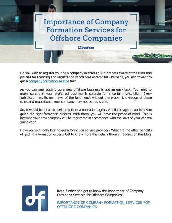 Importance of Company Formation Services for Offshore Companies