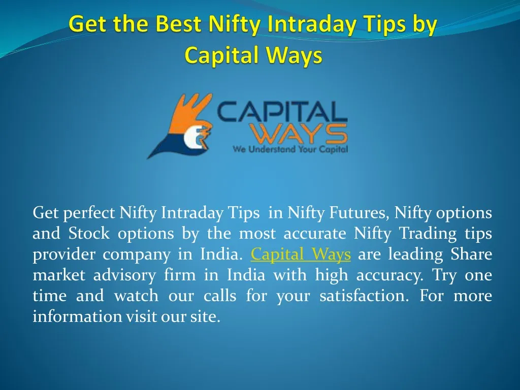 get perfect nifty intraday tips in nifty futures