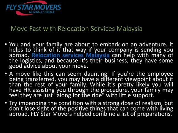 Move Fast with Relocation Services Malaysia