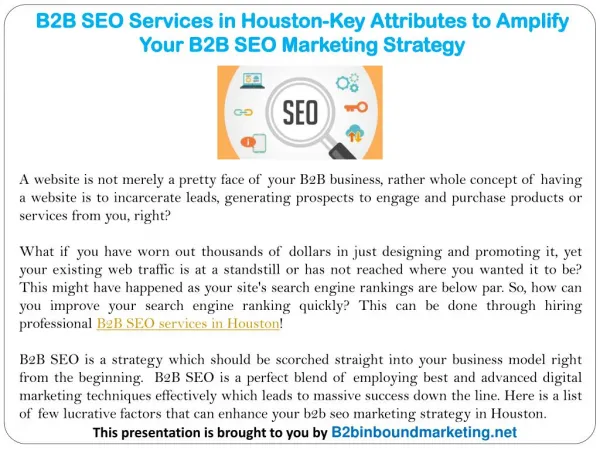 B2B SEO Services in Houston-Key Attributes to Amplify Your B2B SEO Marketing Strategy