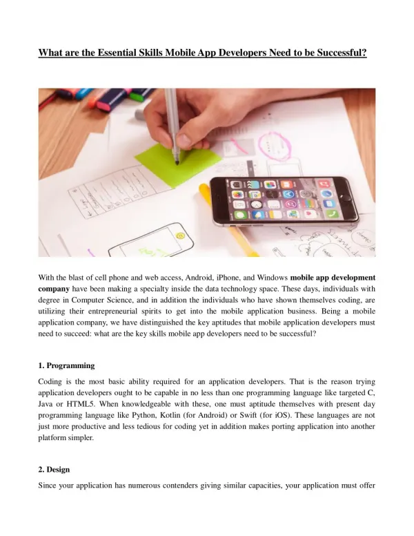 What are the Essential Skills Mobile App Developers Need to be Successful?