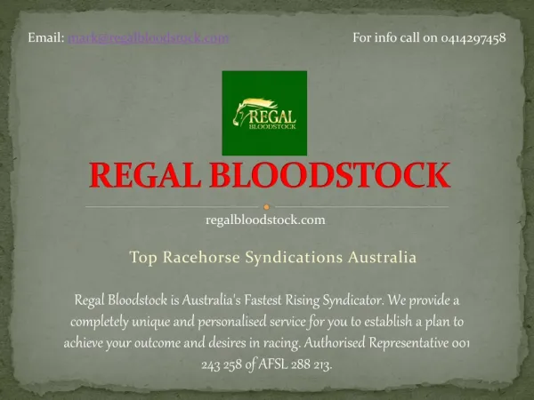 Regal Bloodstock - Top Racehorse Syndicator Australia