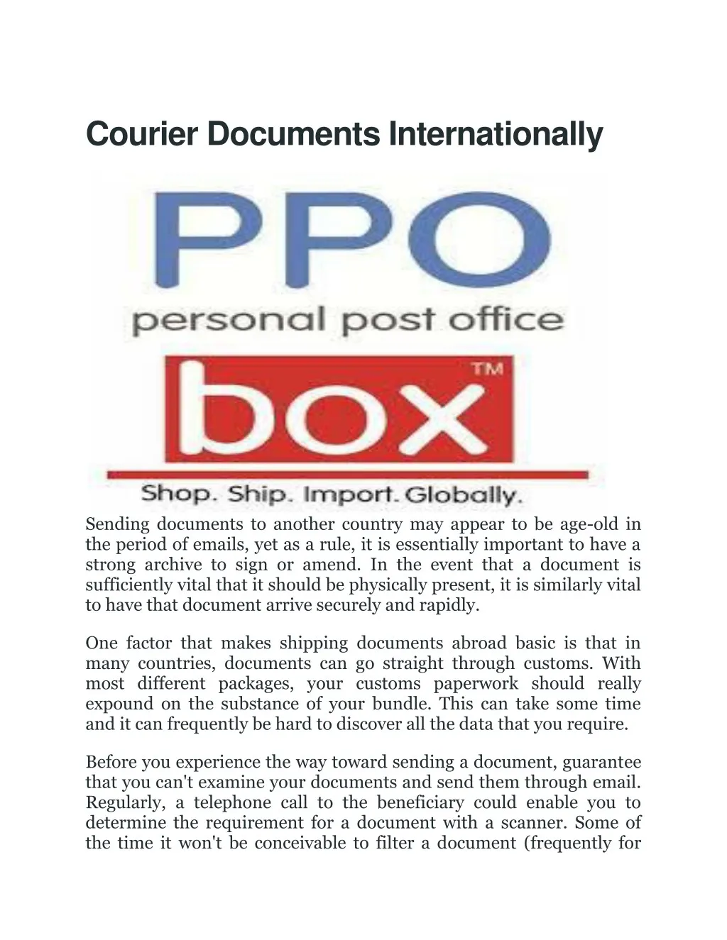 courier documents internationally