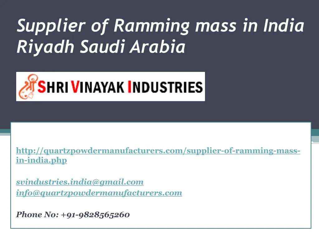 supplier of ramming mass in india riyadh saudi arabia