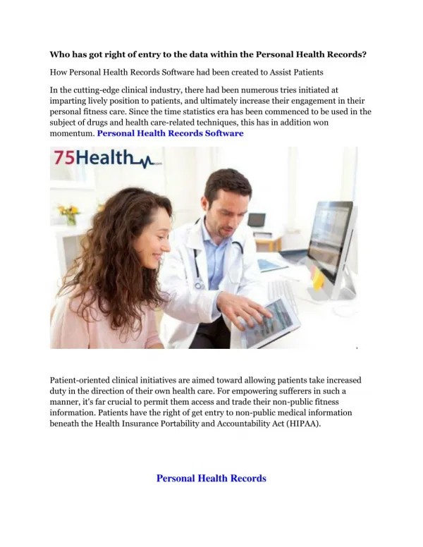 Personal Health Records Software