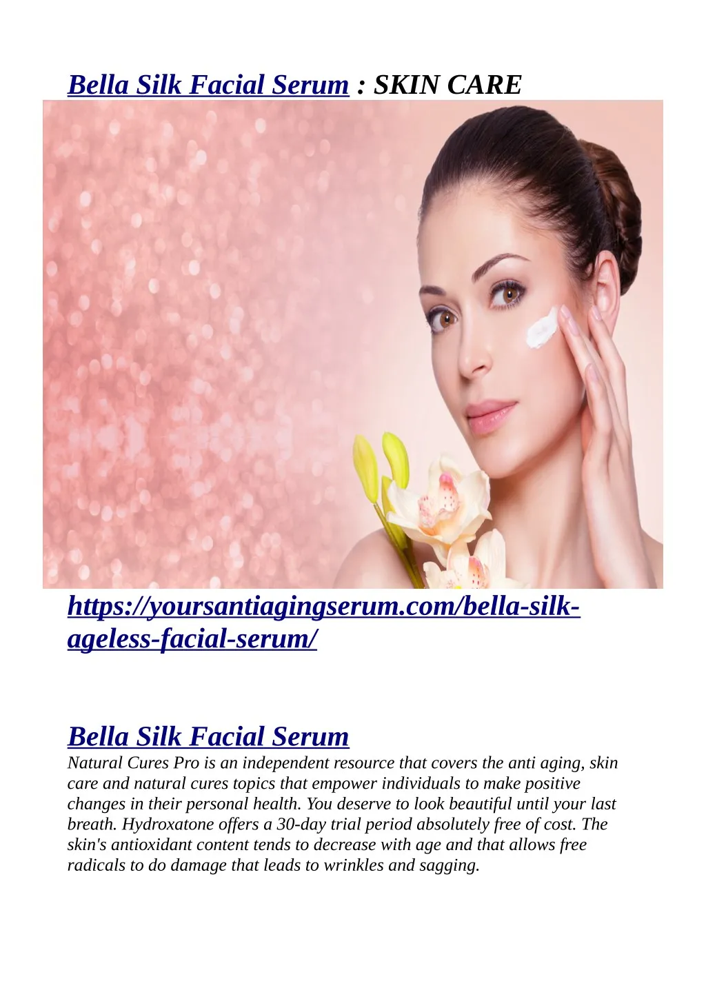 bella silk facial serum skin care