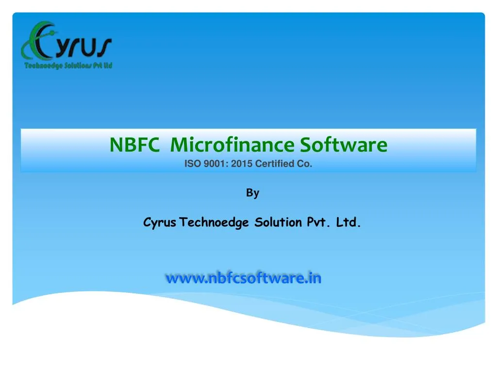 nbfc microfinance software iso 9001 2015