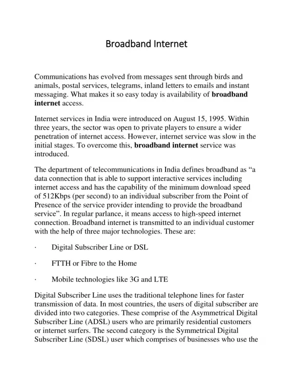 Broadband internet 