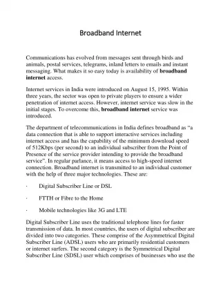 Broadband internet  - slide 1