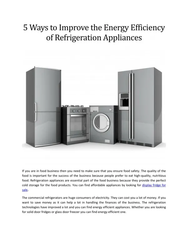 5 Ways to Improve the Energy Efficiency of Refrigeration Appliances
