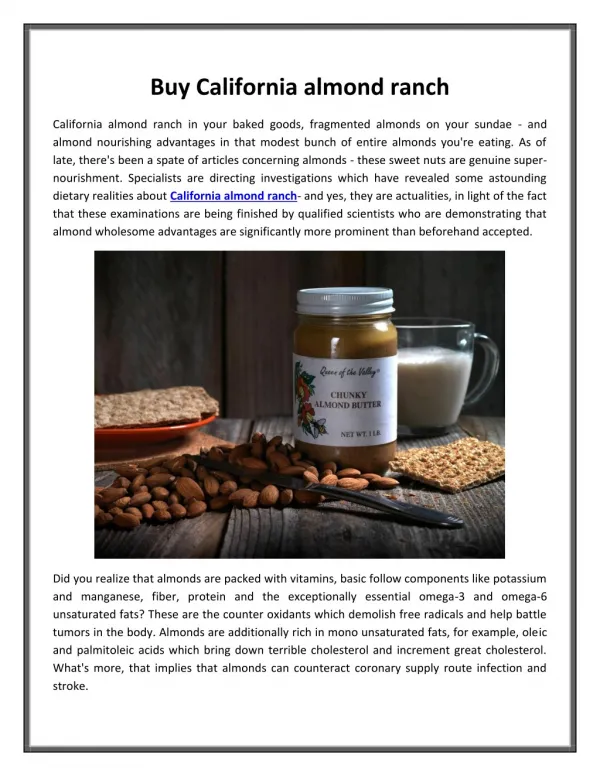 Buy California almond ranch