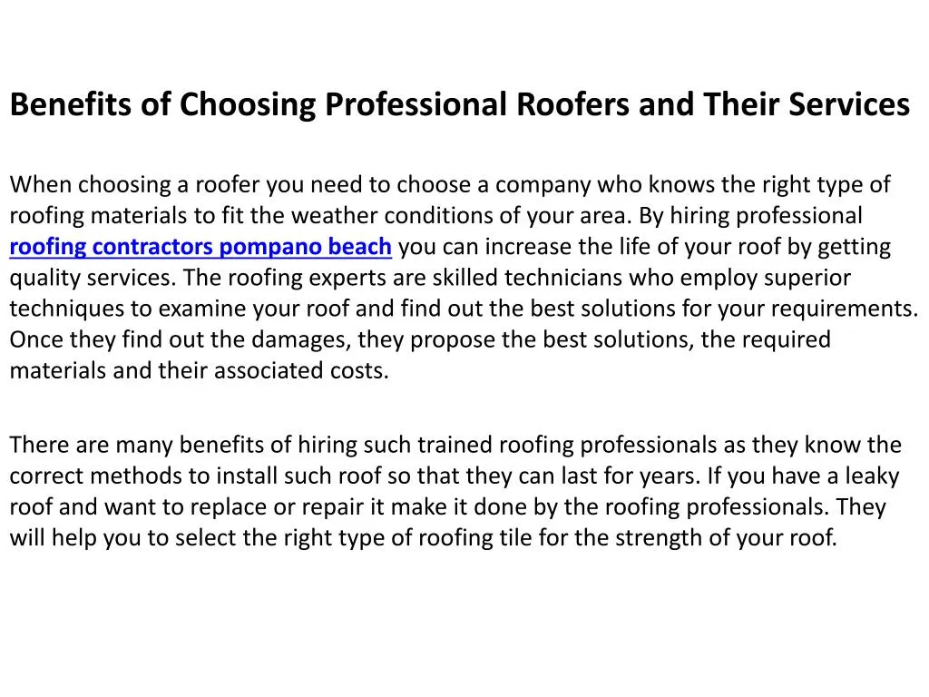 benefits of choosing professional roofers