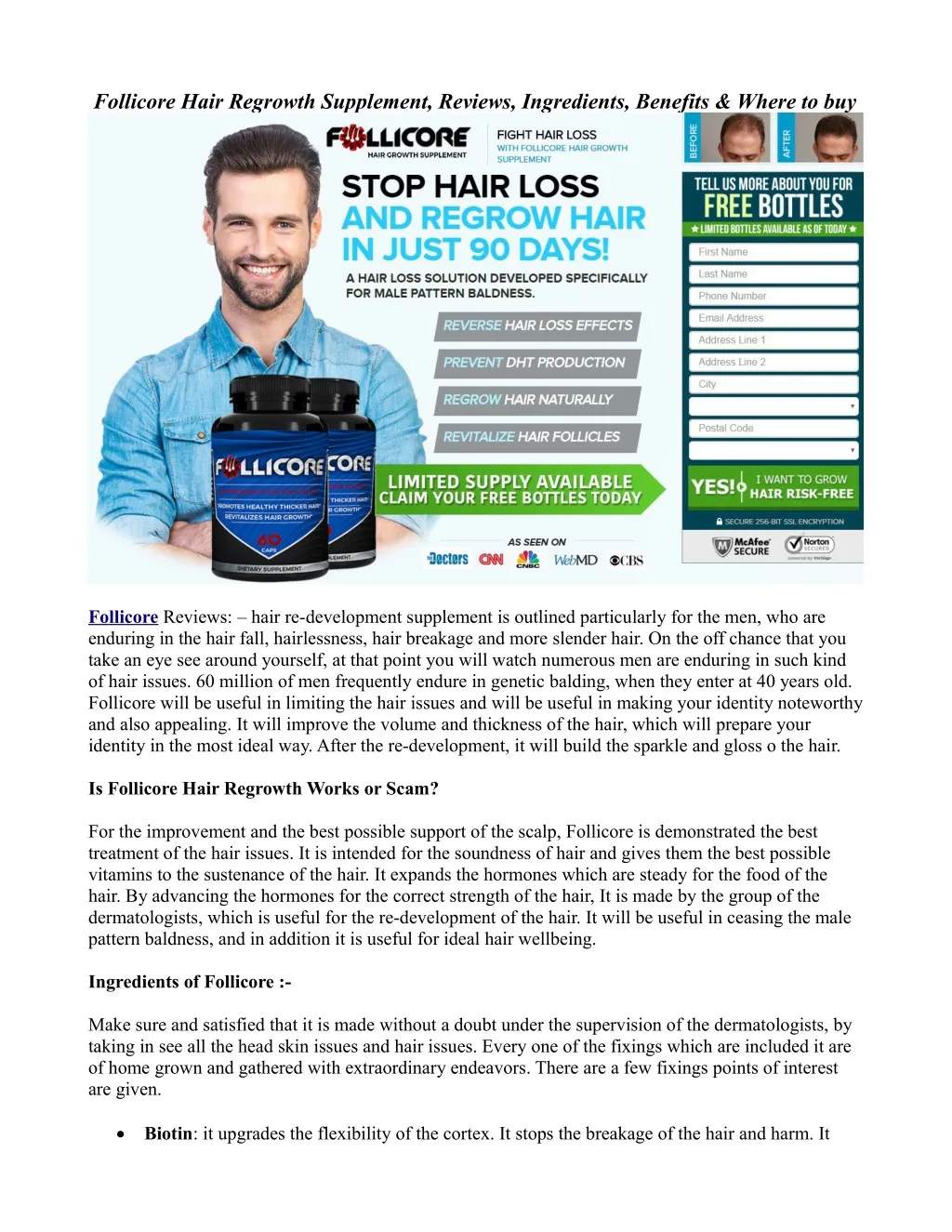 follicore hair regrowth supplement reviews
