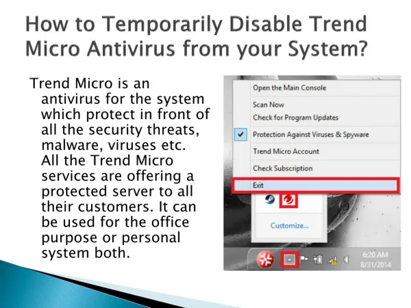 How to Temporarily Disable Trend Micro Antivirus from your system?