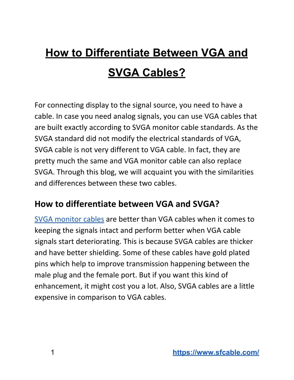 how to differentiate between vga and