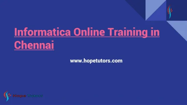 Informatica Training in Chennai | Best Training Institute Velachery - Hope Tutors
