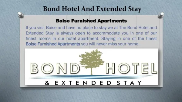 Boise Furnished Apartments Available At Bond Hotel And Extended Stay At Affordable Rates
