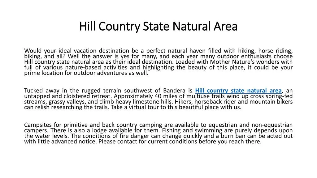 hill country s tate n atural a rea