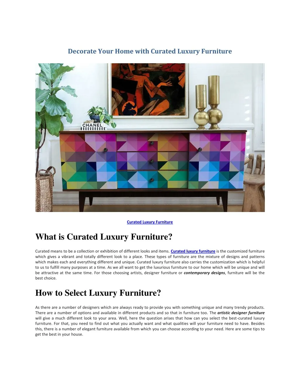 decorate your home with curated luxury furniture