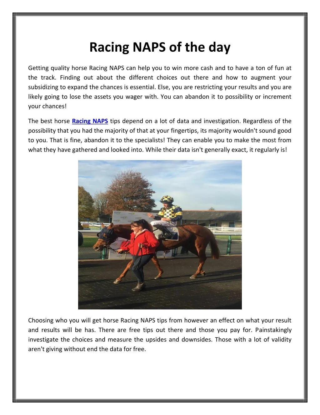 racing naps of the day