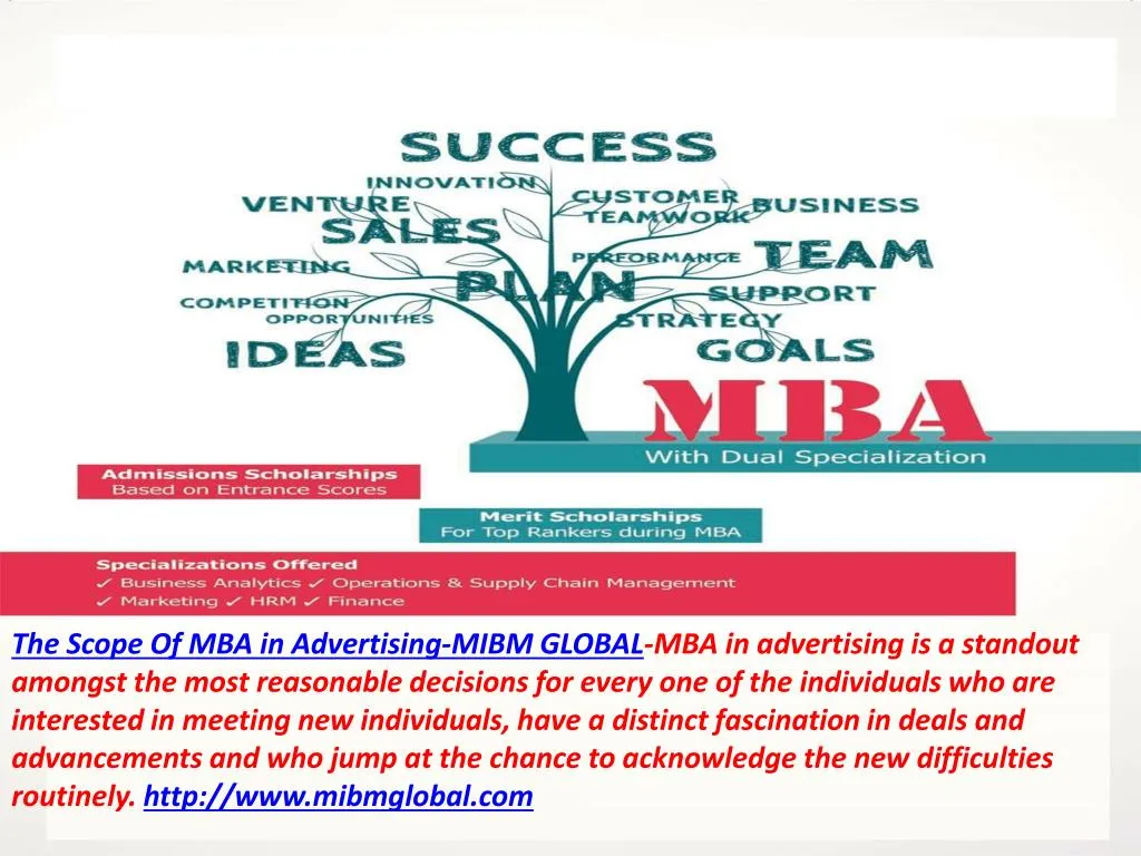 the scope of mba in advertising mibm global