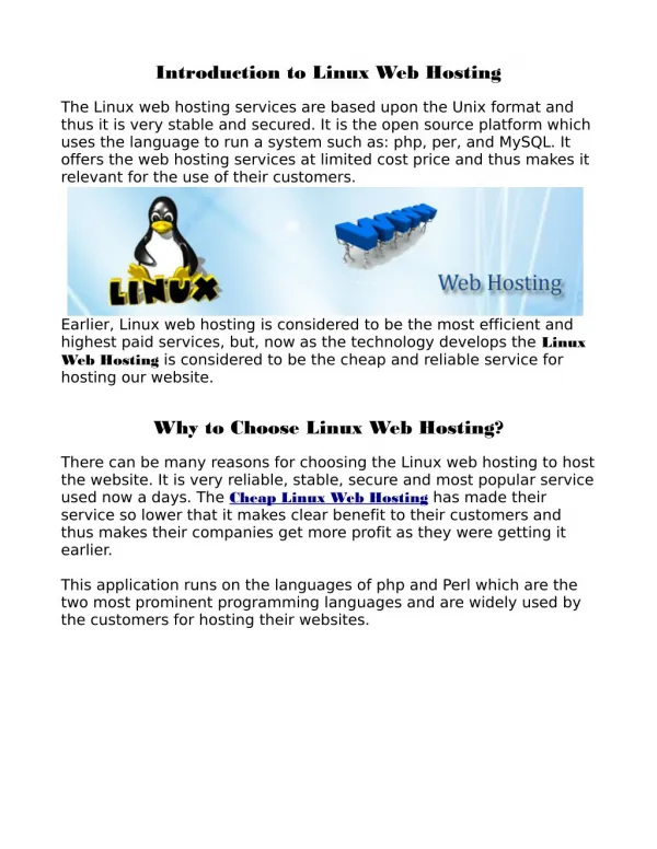 Linux web hosting