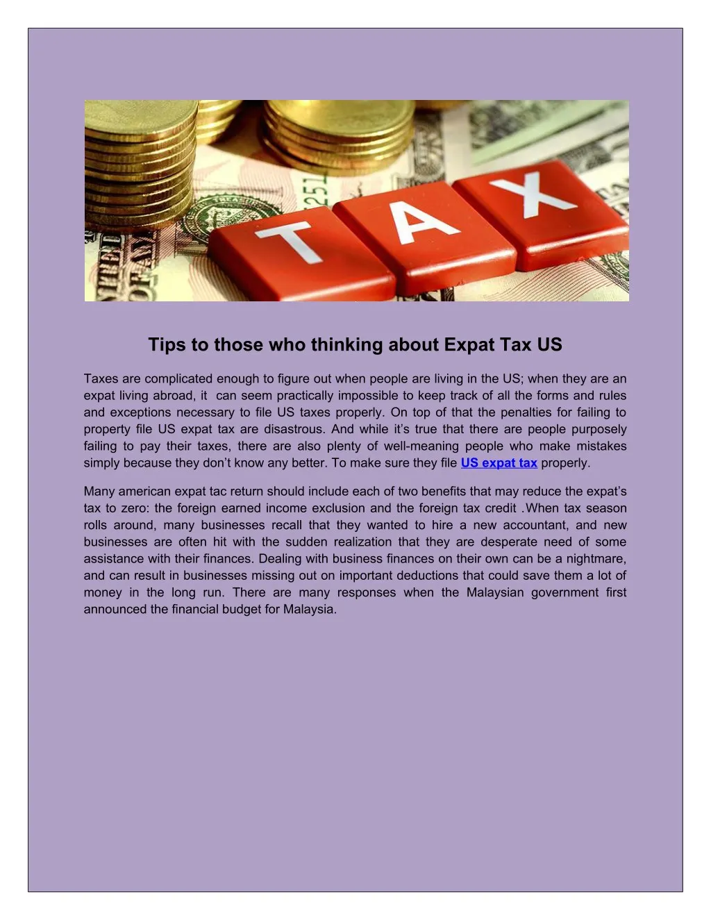 tips to those who thinking about expat tax us