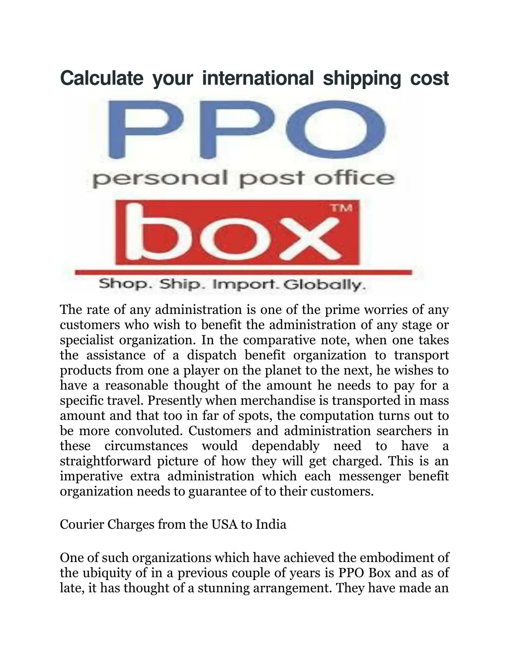 calculate your international shipping cost