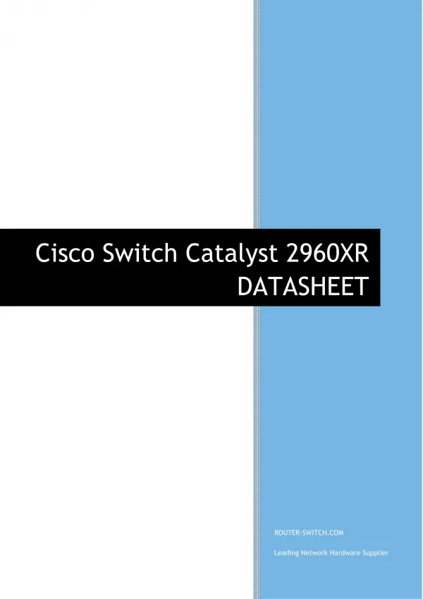 CISCO Catalyst 2960-XR Series Switches Datasheet