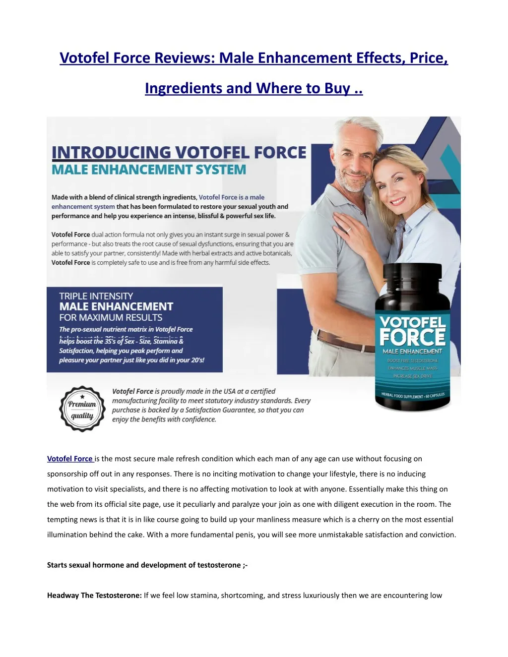 votofel force reviews male enhancement effects