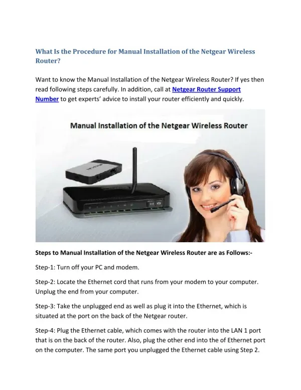What Is the Procedure for Manual Installation of the Netgear Wireless Router?