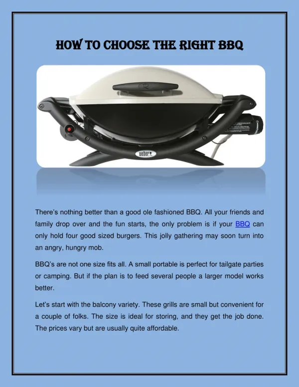 How to Choose the Right BBQ