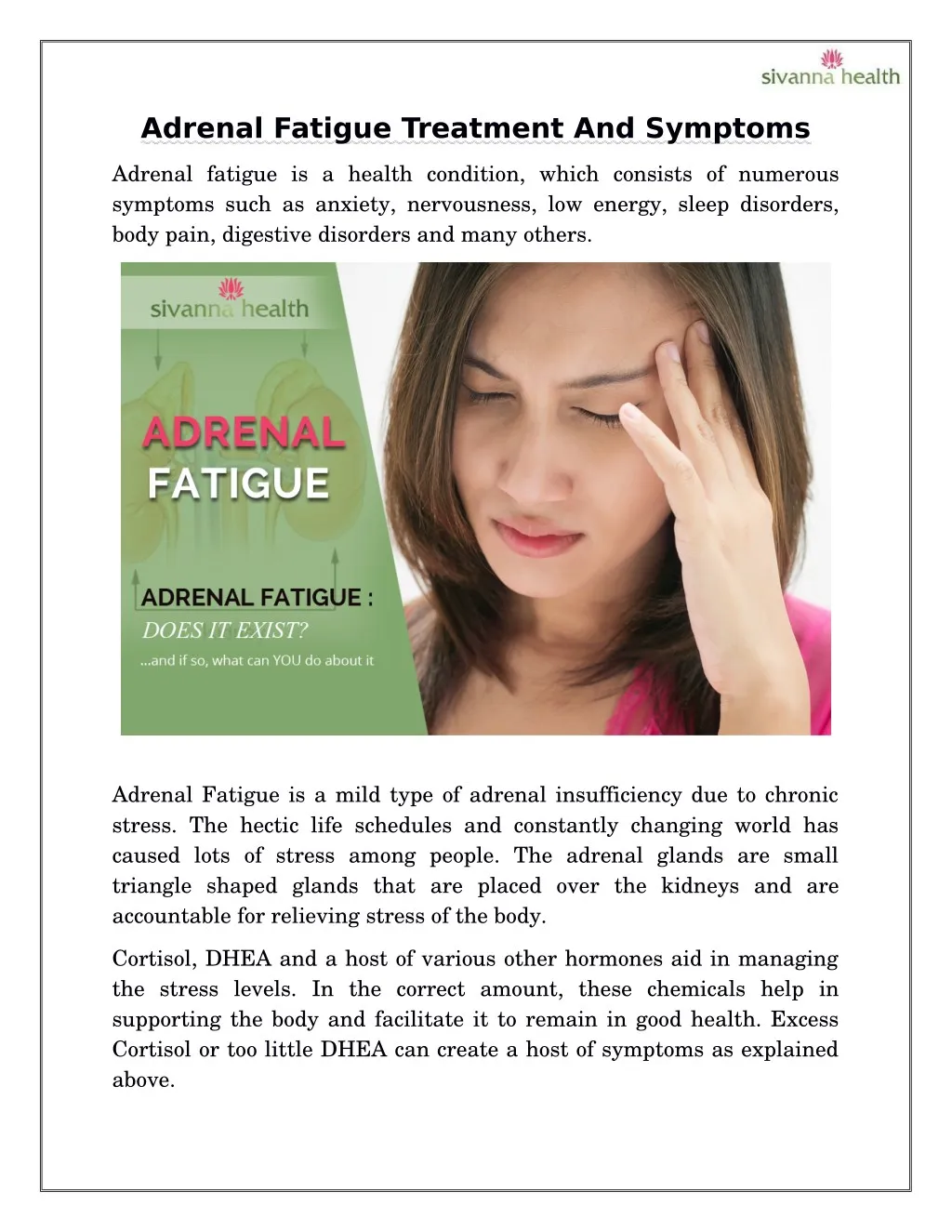 adrenal fatigue treatment and symptoms