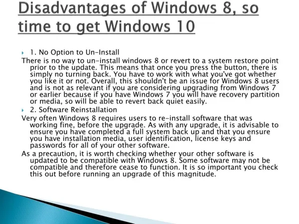 Disadvantages of Windows 8