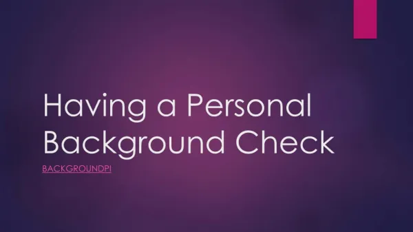 Having a Personal Background Check