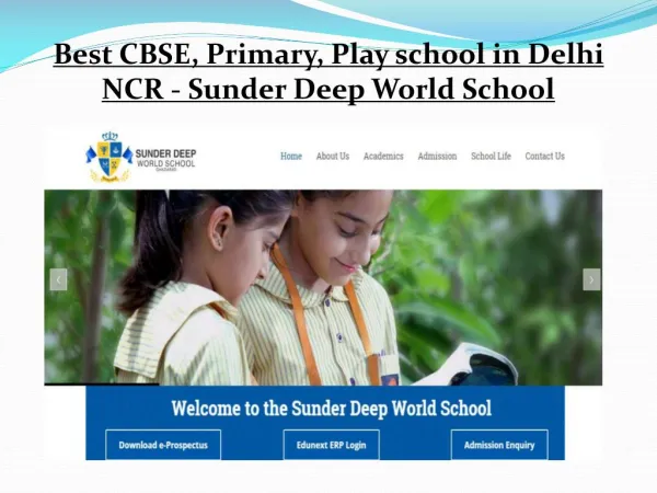 Best CBSE, Primary, Play school in Delhi NCR - Sunder Deep World School