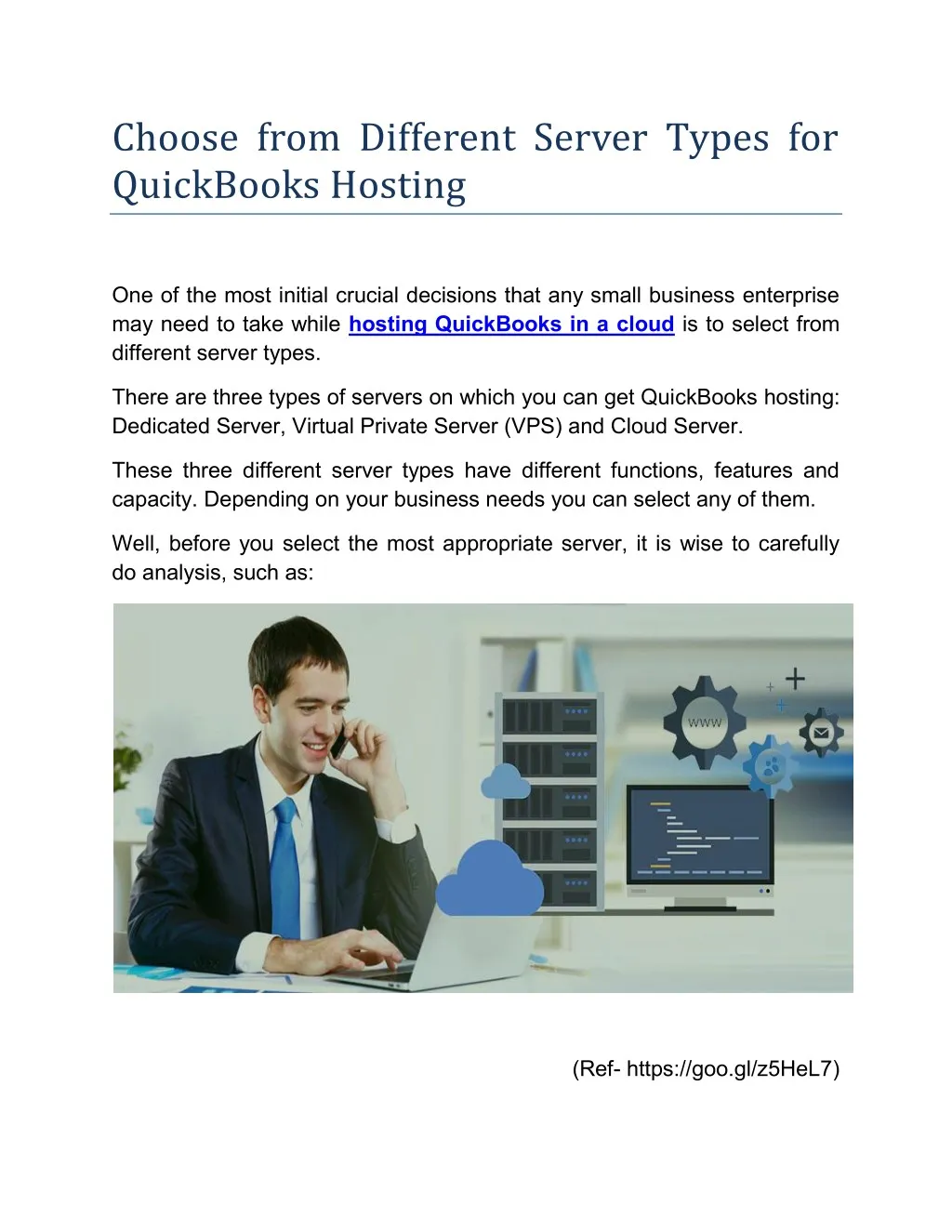 choose from different server types for quickbooks