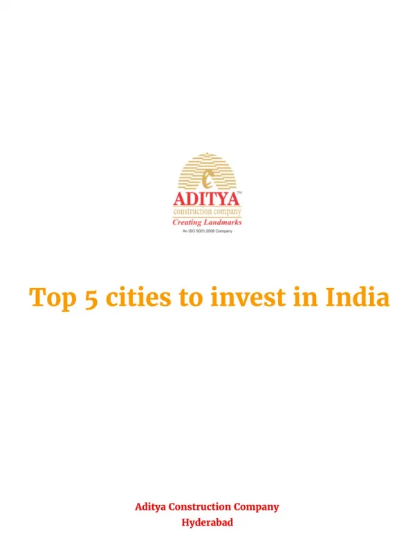Top 5 cities to invest in India