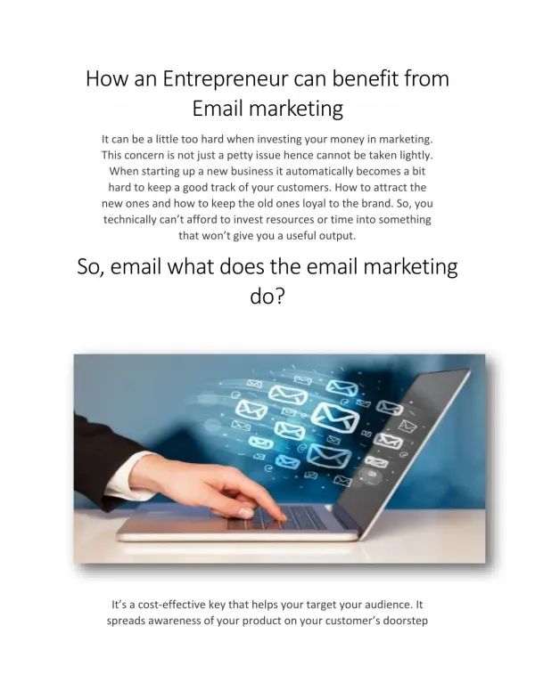 How an Entrepreneur can benefit from Email marketing