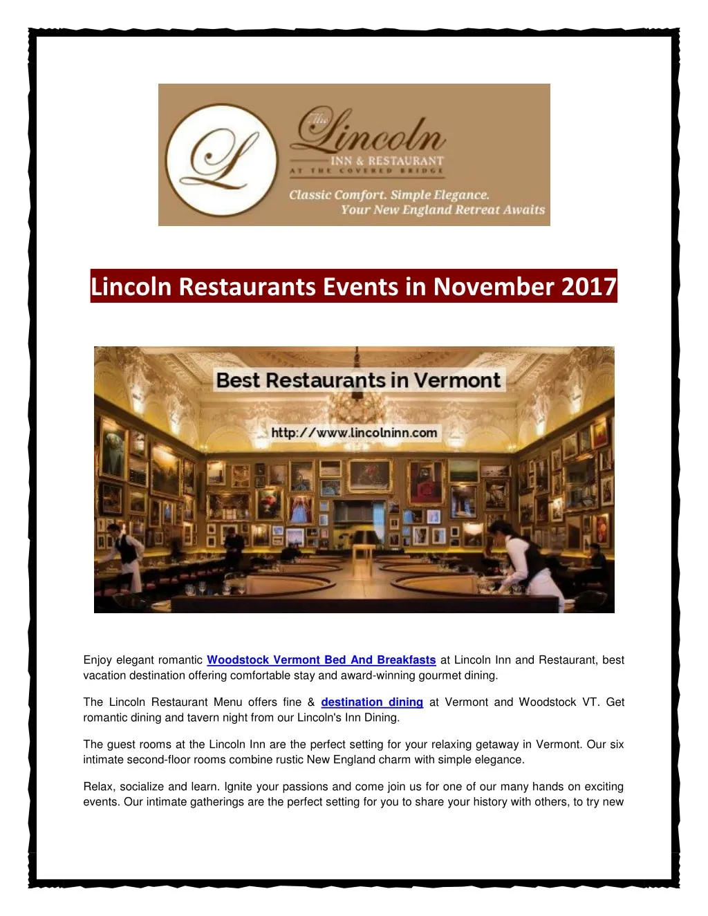 lincoln restaurants events in november 2017