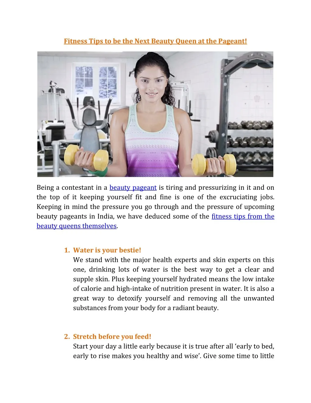 fitness tips to be the next beauty queen