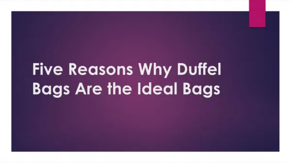 Five Reasons Why Duffel Bags Are the Ideal Bags