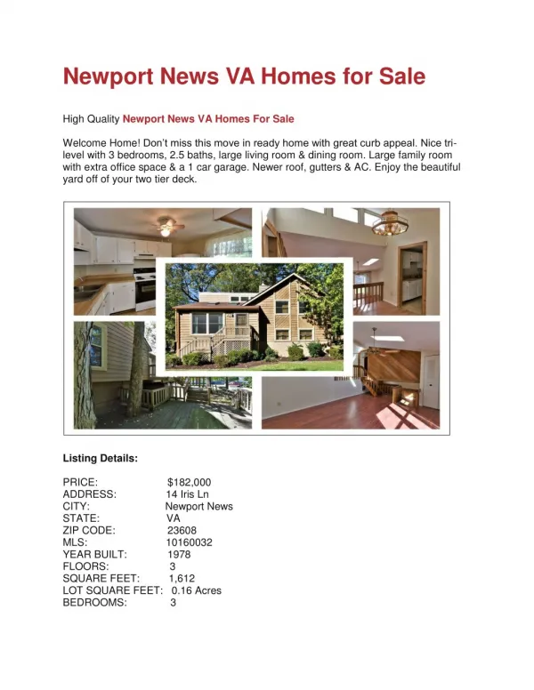 Newport News VA Homes for Sale