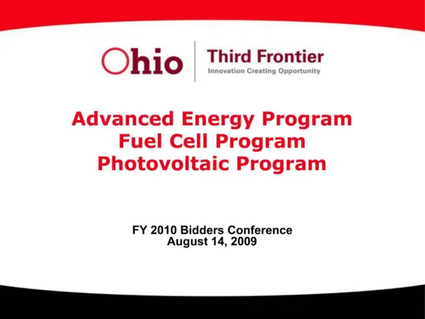 Advanced Energy Program Fuel Cell Program Photovoltaic Program
