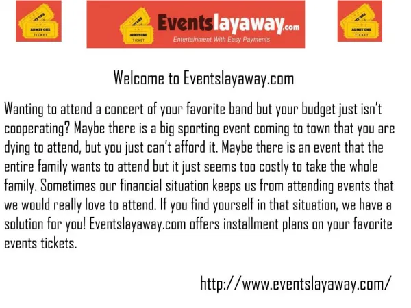 Layaway Events Tickets