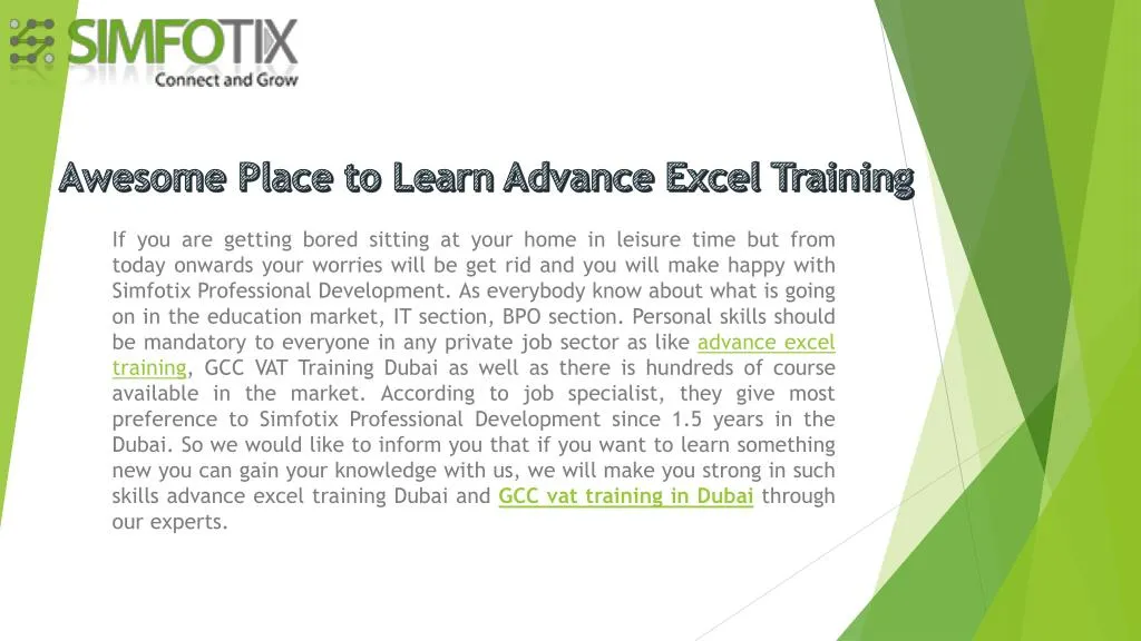 awesome place to learn advance excel training